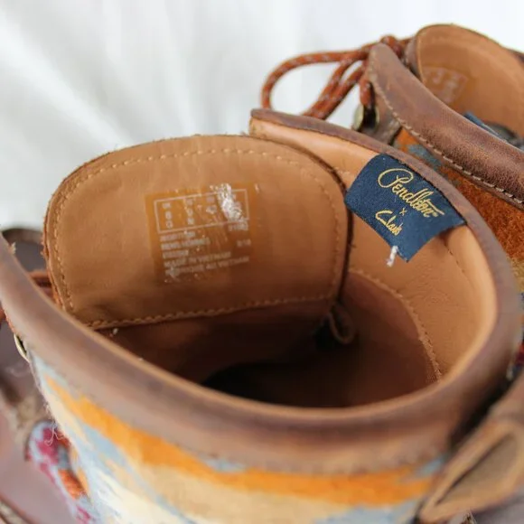 Pendelton Clarks leather wool Aztec blanket Ottawa Peak Boot Hiking lace up 9 - Picture 10 of 11